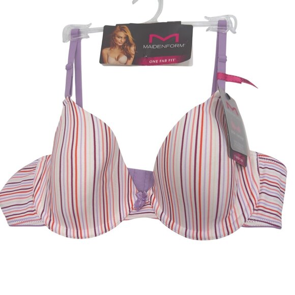Maidenform Women One Fab Fit Demi Coverage T-Shirt Bra Striped Size 38B - Picture 7 of 7